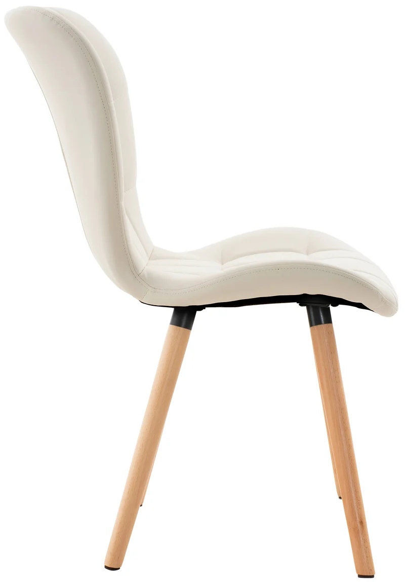 Chaise de salle à manger x1 dossier haut coutures décoratives assise en PVC blanc 10_0002219