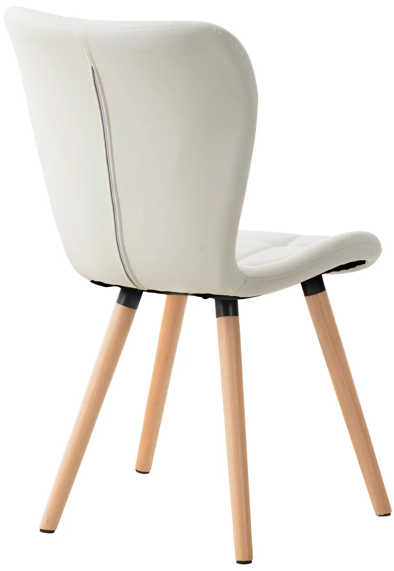Chaise de salle à manger x1 dossier haut coutures décoratives assise en PVC blanc 10_0002219