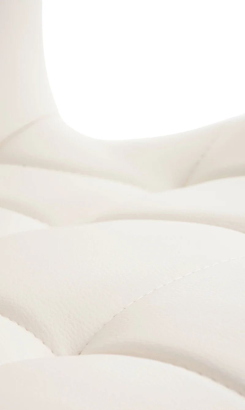 Chaise de salle à manger x1 dossier haut coutures décoratives assise en PVC blanc 10_0002219