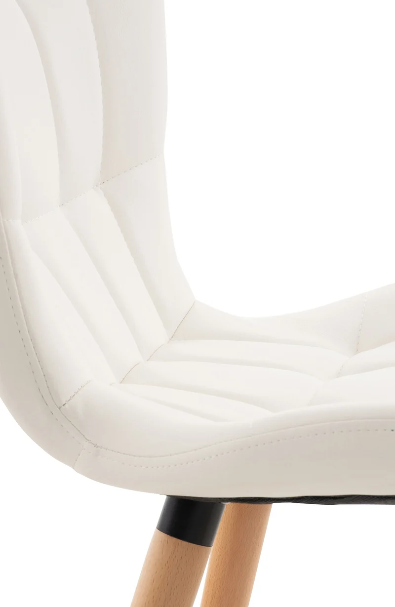 Chaise de salle à manger x1 dossier haut coutures décoratives assise en PVC blanc 10_0002219