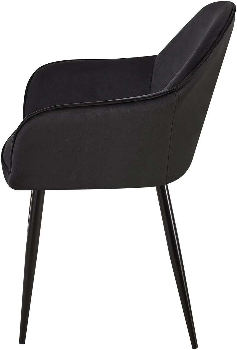 Chaise de salle à manger x1 moderne et confortable en velours noir et pieds en métal noir 10_0001998