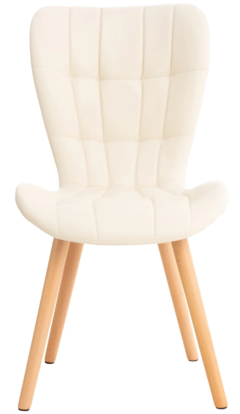 Lot de 2 chaises de salle à manger dossier haut coutures décoratives assise en PVC crème 10_0001640