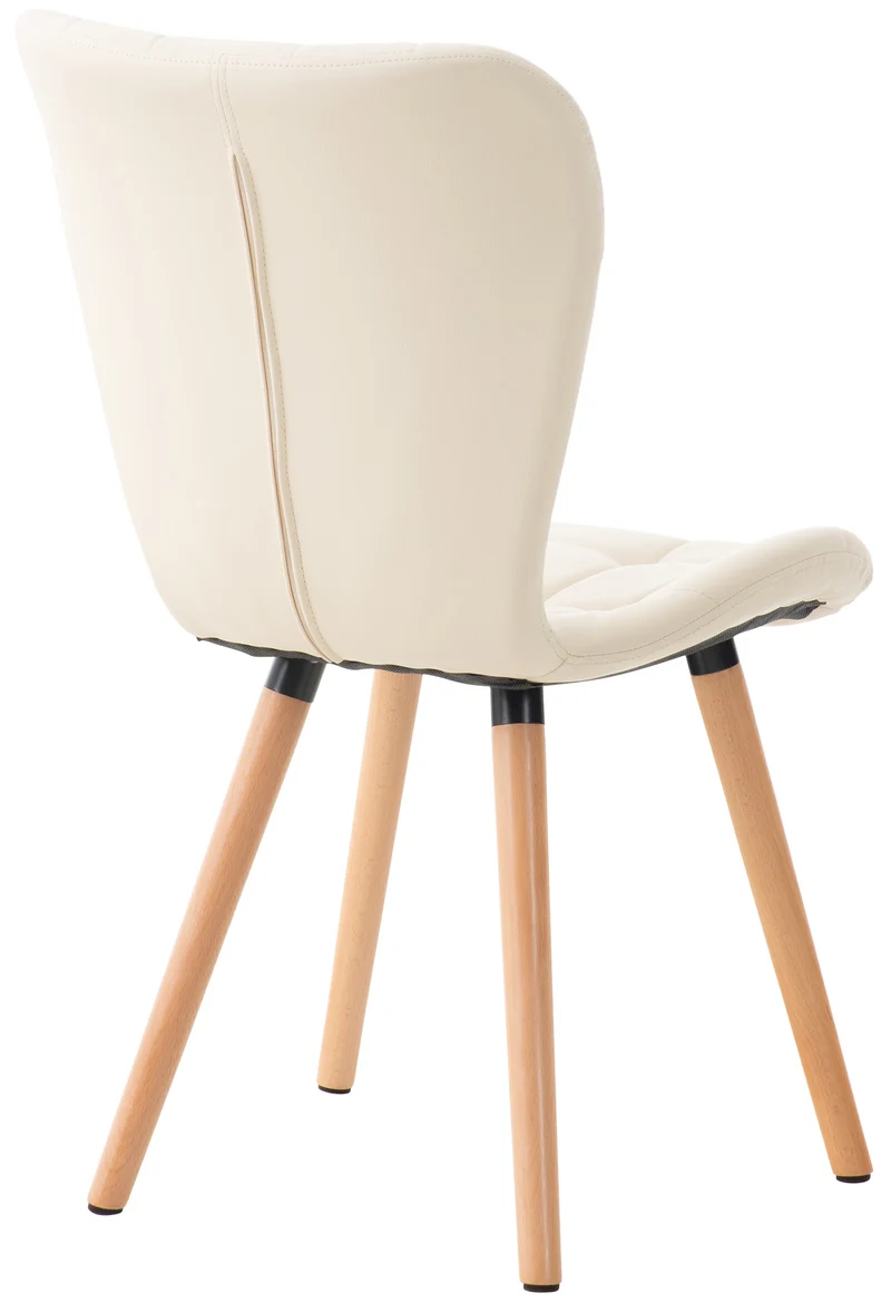 Lot de 2 chaises de salle à manger dossier haut coutures décoratives assise en PVC crème 10_0001640