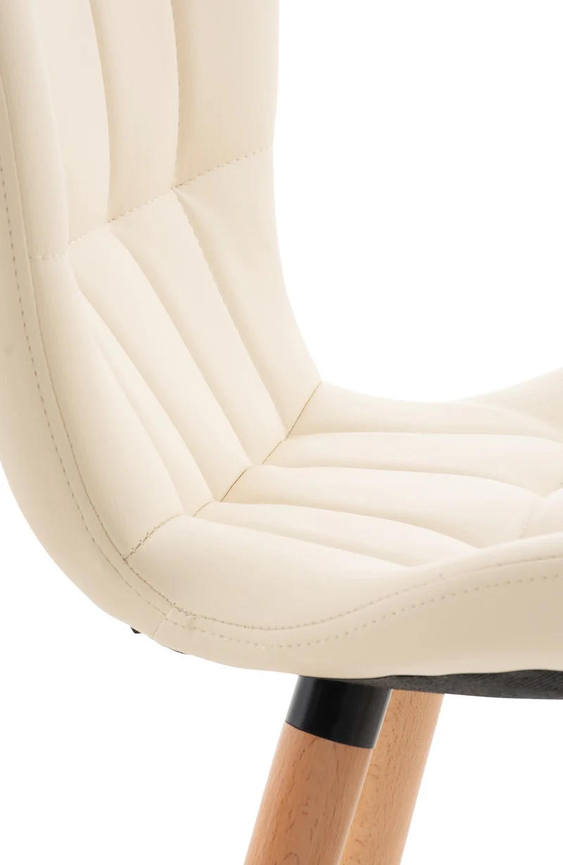 Lot de 2 chaises de salle à manger dossier haut coutures décoratives assise en PVC crème 10_0001640