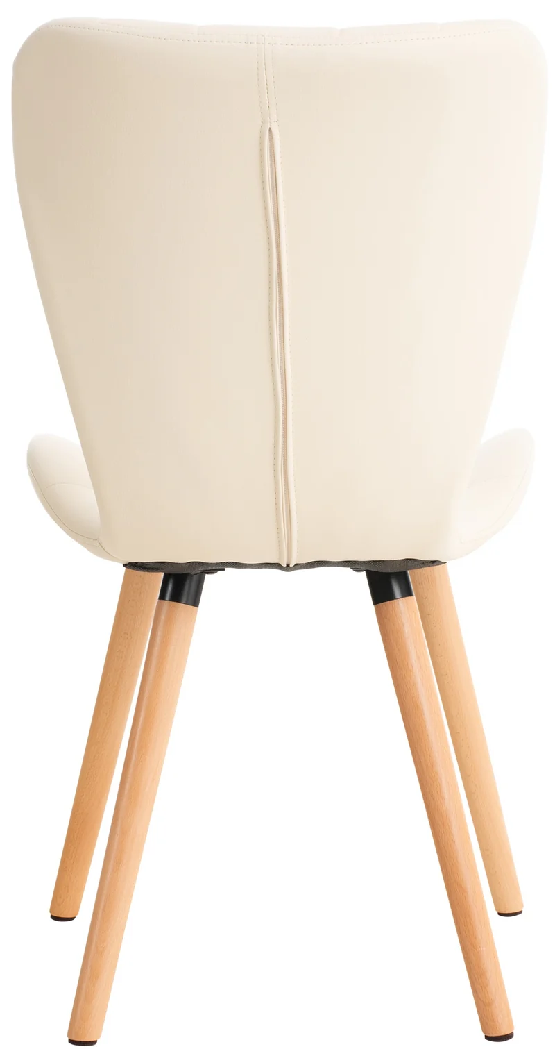 Lot de 2 chaises de salle à manger dossier haut coutures décoratives assise en PVC crème 10_0001640