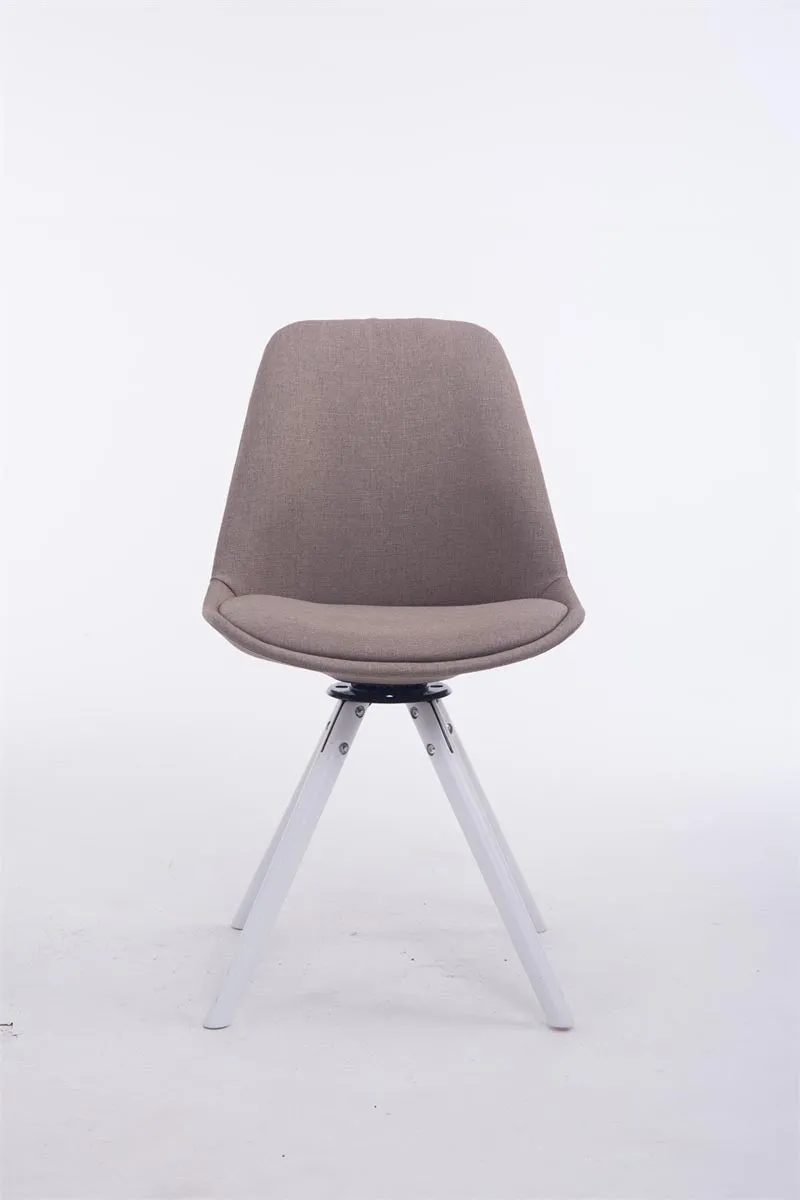 Chaise visiteur pivotante en tissu taupe bois blanc 84 x 48 x 56 cm charge 120 kg 10_0008832