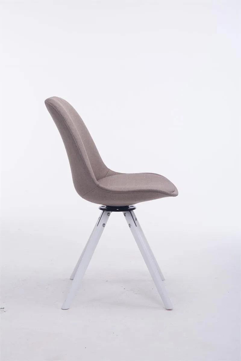 Chaise visiteur pivotante en tissu taupe bois blanc 84 x 48 x 56 cm charge 120 kg 10_0008832