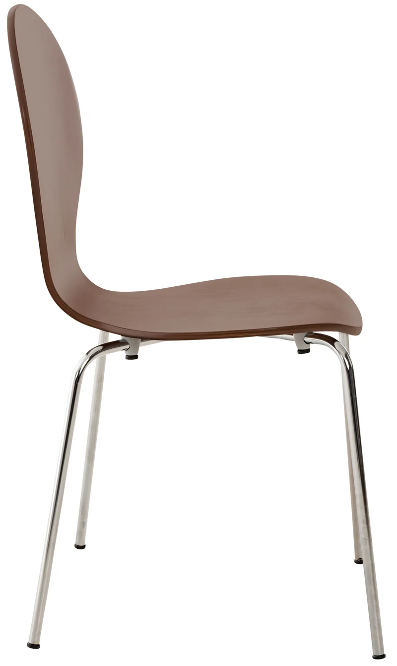 Lot de 4 chaises empilables en bois marron design moderne pour cuisine salle à manger et salle d’attente 10_0008540