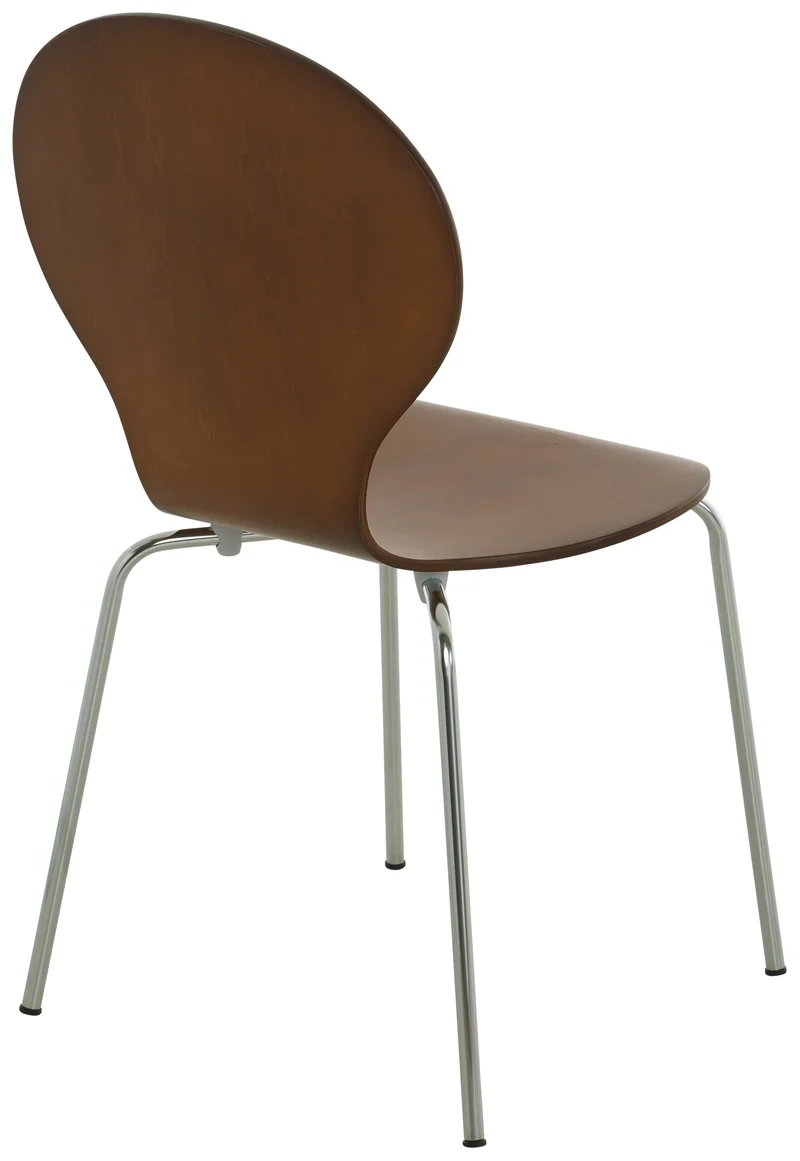Lot de 4 chaises empilables en bois marron design moderne pour cuisine salle à manger et salle d’attente 10_0008540