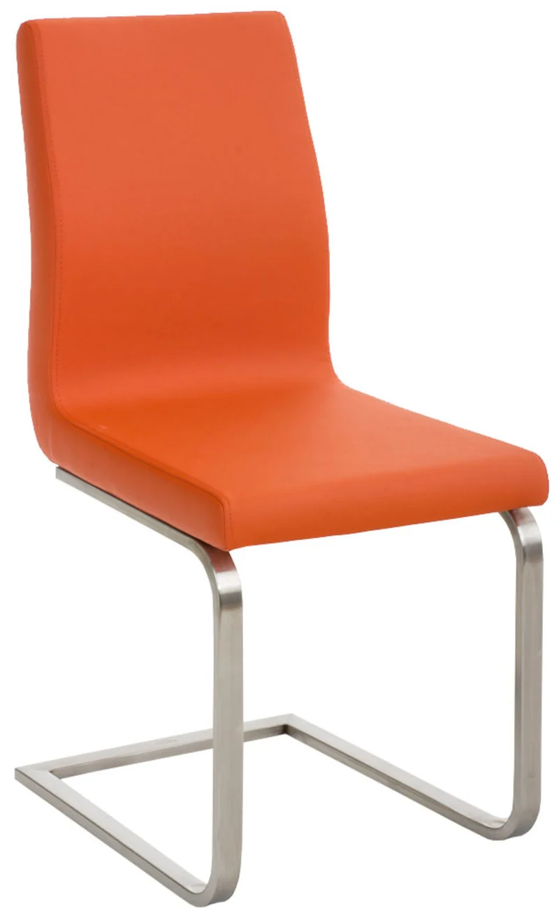 Lot de 2 chaises de salle à manger en similicuir orange et acier inoxydable style moderne 10_0007781