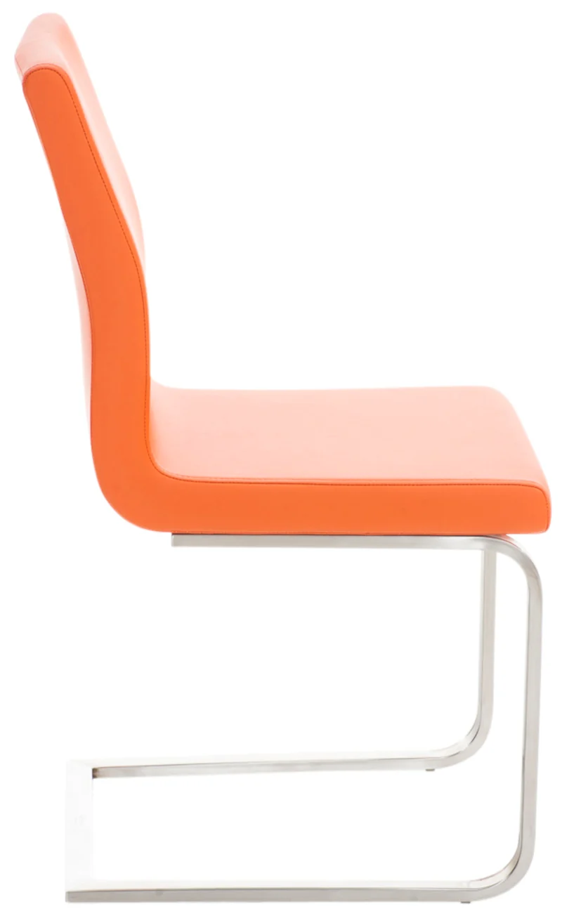 Lot de 2 chaises de salle à manger en similicuir orange et acier inoxydable style moderne 10_0007781