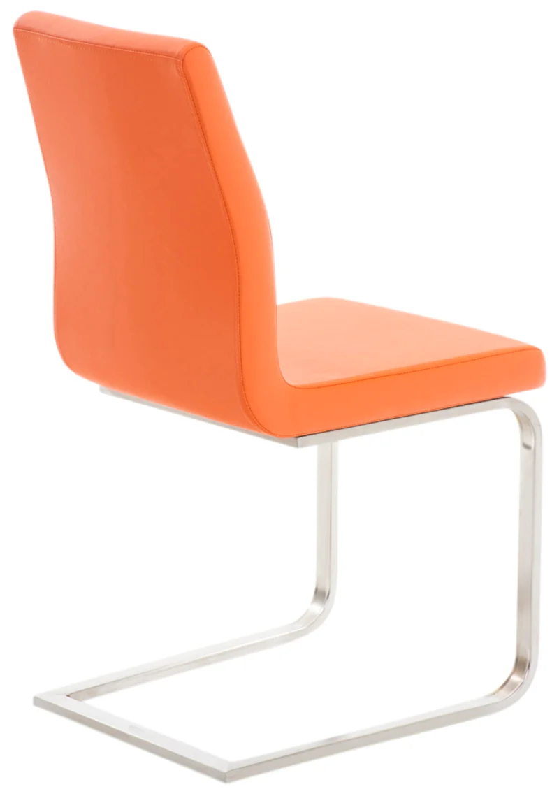Lot de 2 chaises de salle à manger en similicuir orange et acier inoxydable style moderne 10_0007781