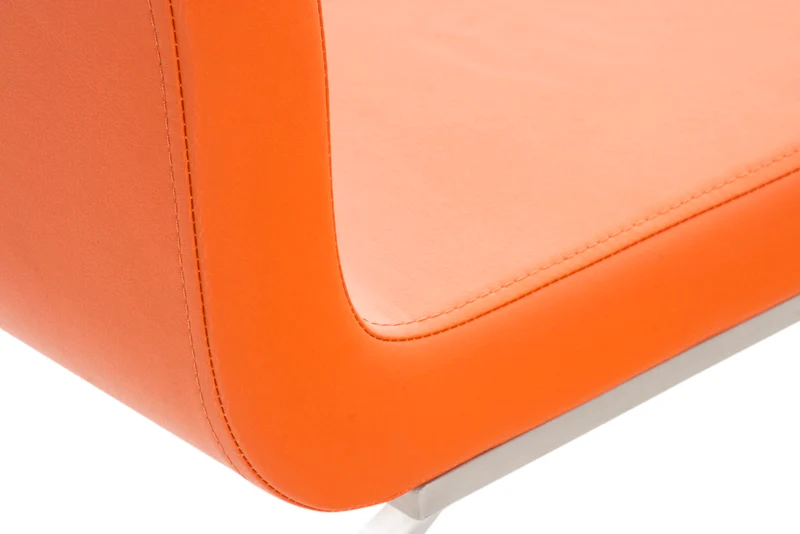 Lot de 2 chaises de salle à manger en similicuir orange et acier inoxydable style moderne 10_0007781