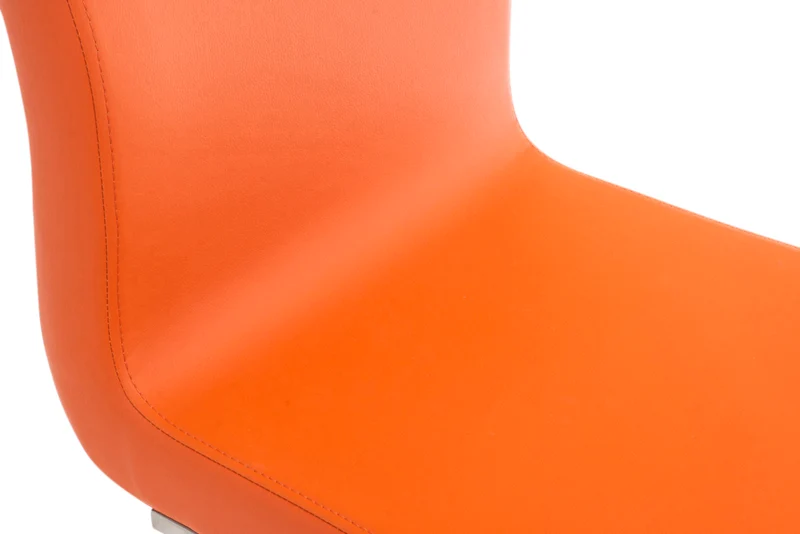 Lot de 2 chaises de salle à manger en similicuir orange et acier inoxydable style moderne 10_0007781