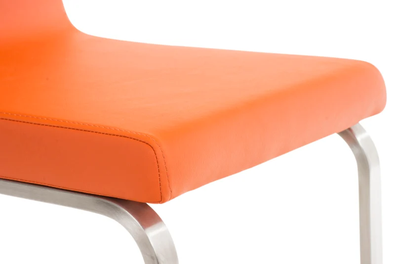 Lot de 2 chaises de salle à manger en similicuir orange et acier inoxydable style moderne 10_0007781