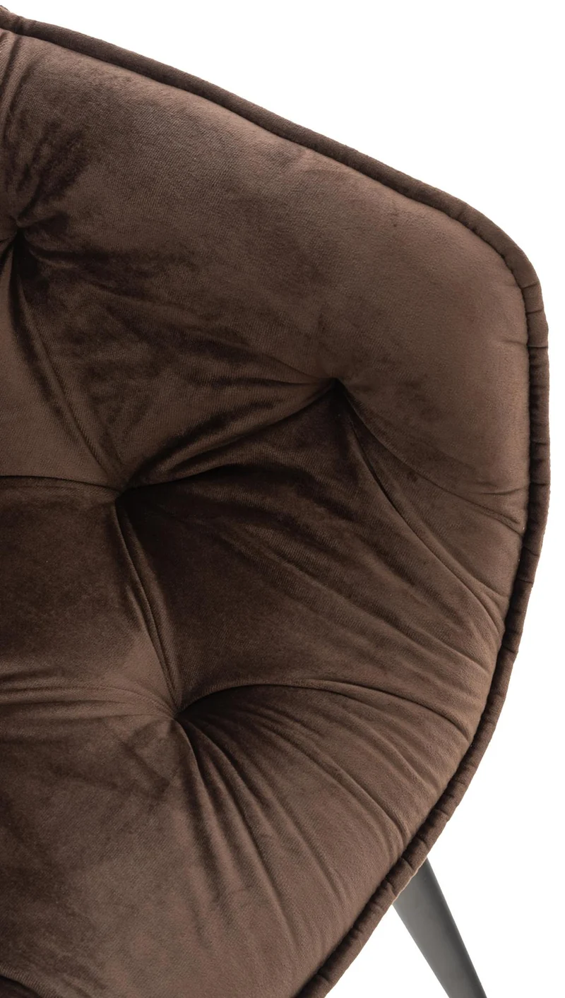Lot de 4 chaises de salle à manger coutures décoratives en velours marron et pieds en métal noir 10_0007702