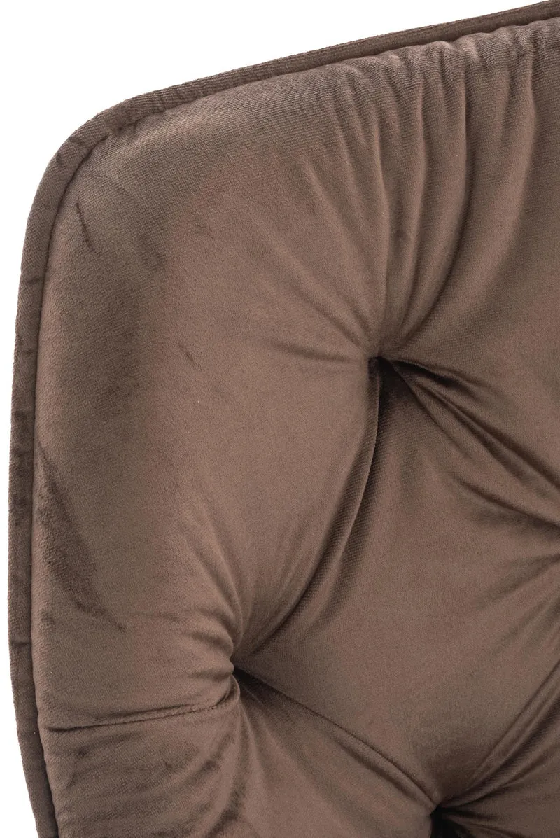 Lot de 4 chaises de salle à manger coutures décoratives en velours marron et pieds en métal noir 10_0007702