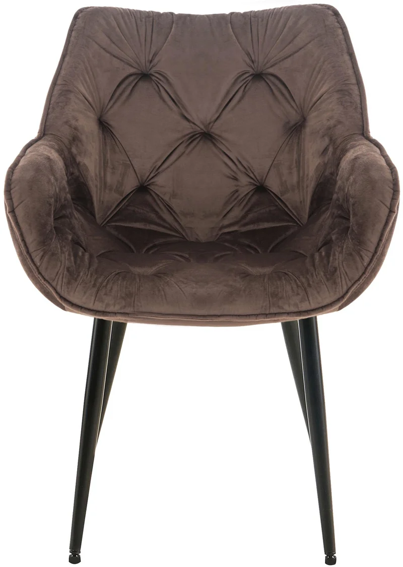 Lot de 4 chaises de salle à manger coutures décoratives en velours marron et pieds en métal noir 10_0007702