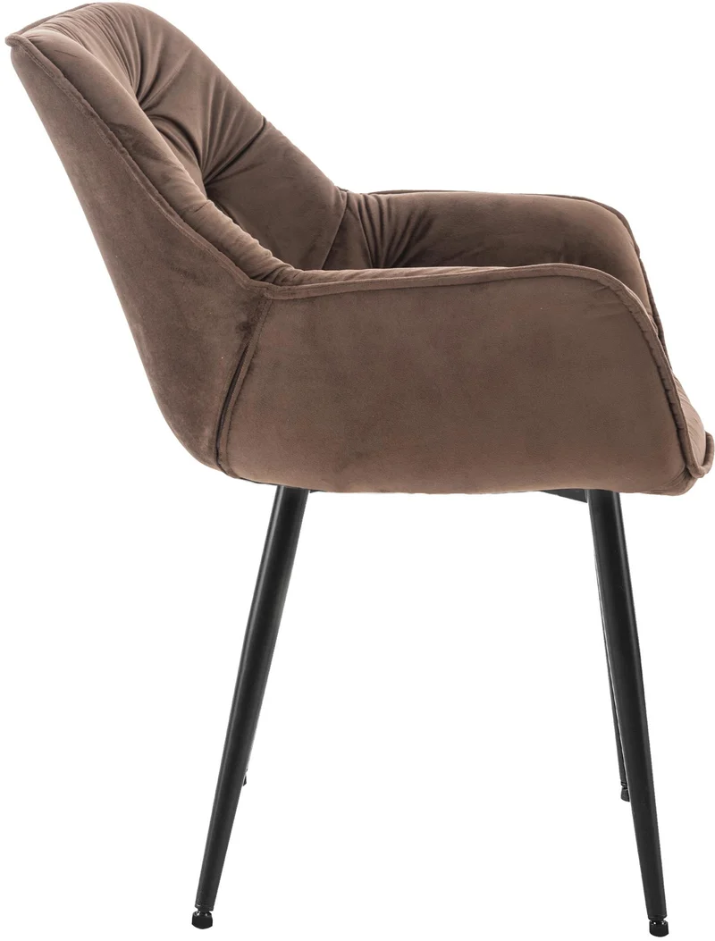 Lot de 4 chaises de salle à manger coutures décoratives en velours marron et pieds en métal noir 10_0007702