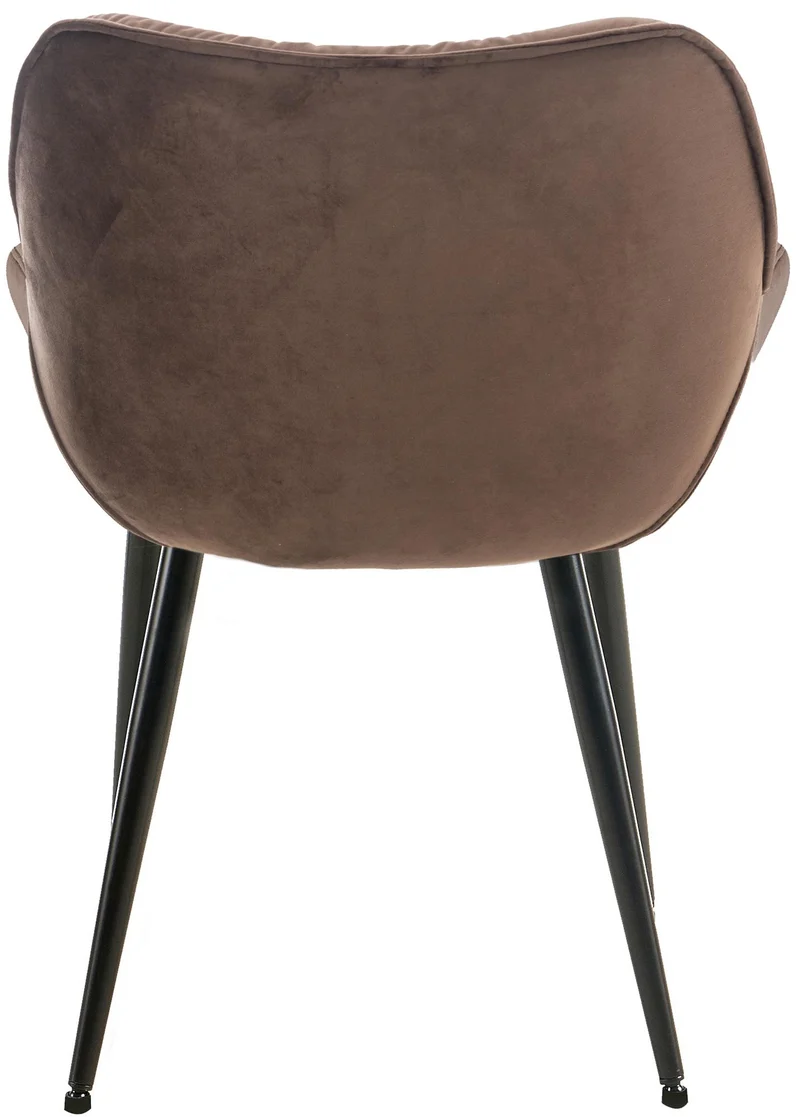 Lot de 4 chaises de salle à manger coutures décoratives en velours marron et pieds en métal noir 10_0007702