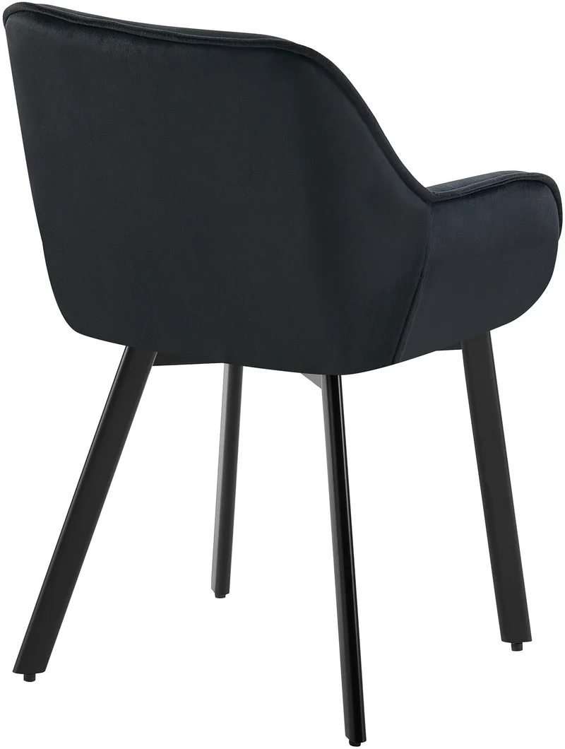 Chaise de salle à manger pivotante en velours et métal noir style moderne 10_0007624