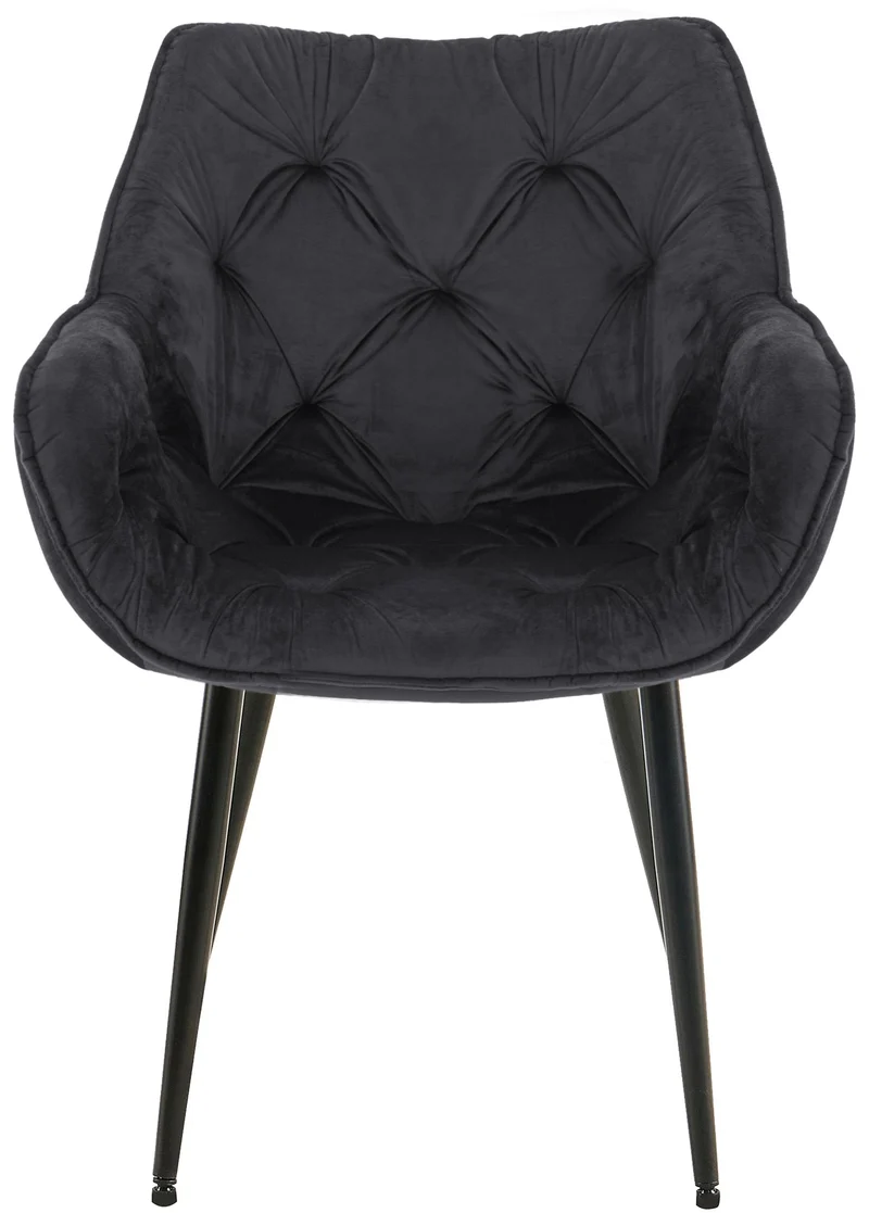 Lot de 4 chaises en velours et métal noir avec accoudoirs design élégant et confortable 10_0007592