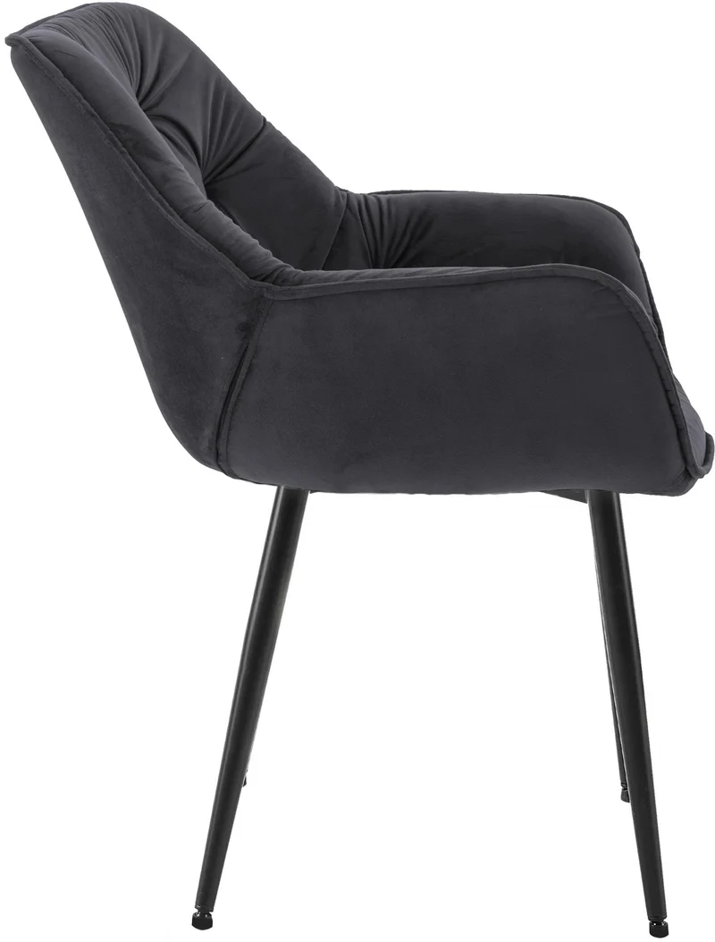 Lot de 4 chaises en velours et métal noir avec accoudoirs design élégant et confortable 10_0007592