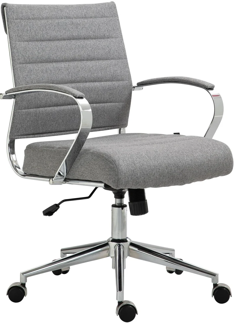 Chaise de bureau ergonomique avec roulettes et structure chromée siège pivotant réglable en hauteur pour bureau et télétravail 10_0007063