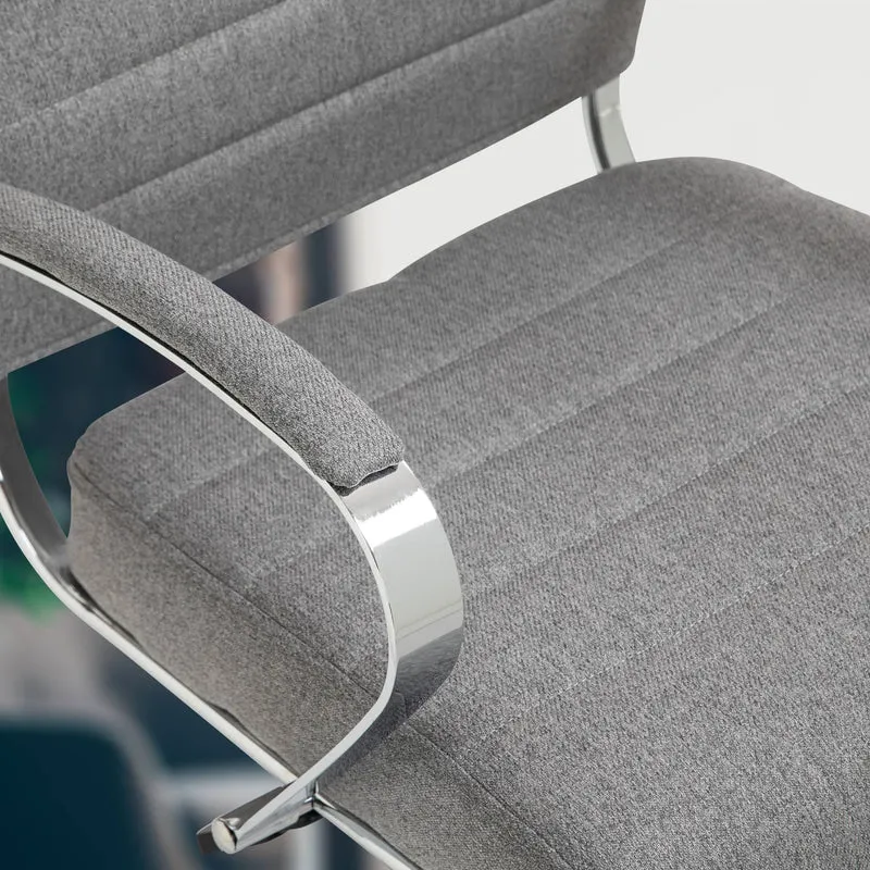 Chaise de bureau ergonomique avec roulettes et structure chromée siège pivotant réglable en hauteur pour bureau et télétravail 10_0007063