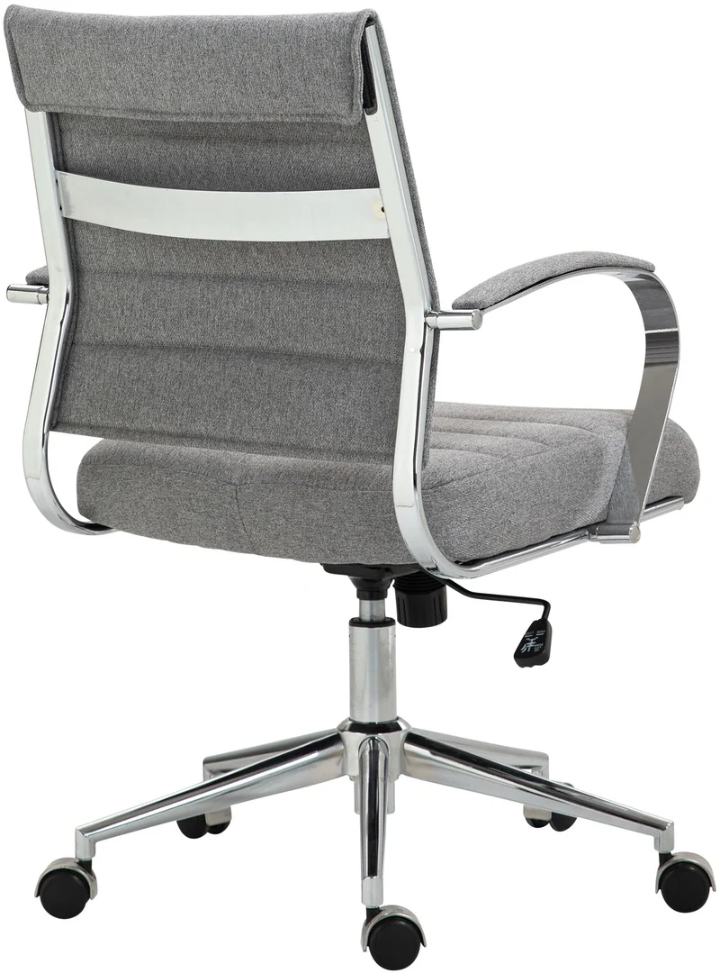 Chaise de bureau ergonomique avec roulettes et structure chromée siège pivotant réglable en hauteur pour bureau et télétravail 10_0007063