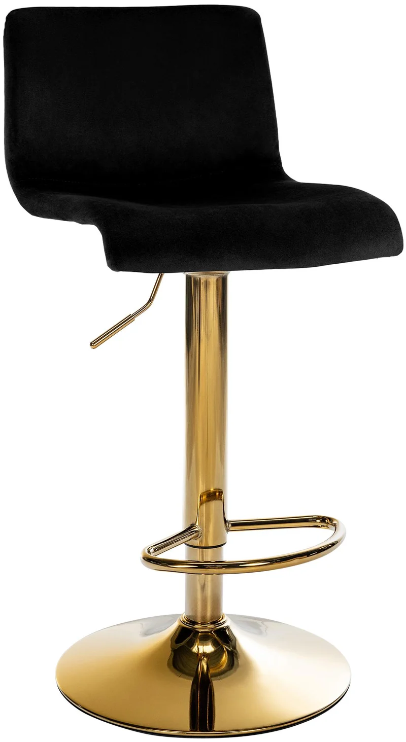 Tabouret de bar x1 en velours noir métal noir réglable 360° charge 110 kg 10_0006269