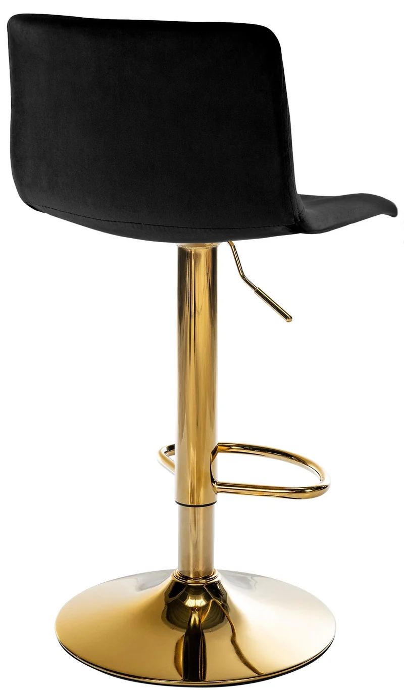 Tabouret de bar x1 en velours noir métal noir réglable 360° charge 110 kg 10_0006269