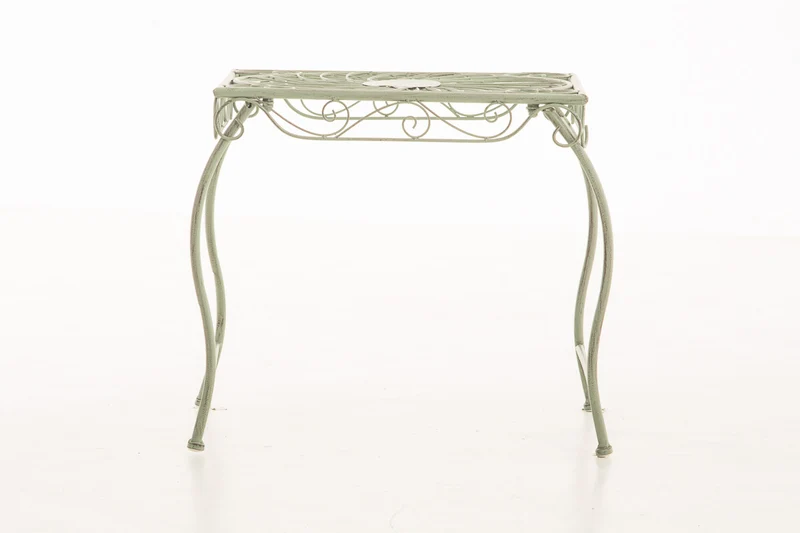 Table de jardin en métal vert antique style romantique table d’appoint décorative pour terrasse balcon et jardin 10_0004013