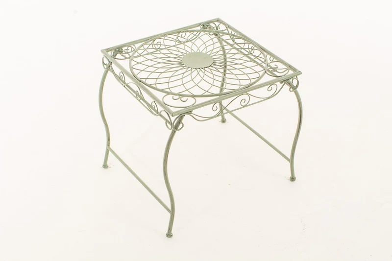 Table de jardin en métal vert antique style romantique table d’appoint décorative pour terrasse balcon et jardin 10_0004013
