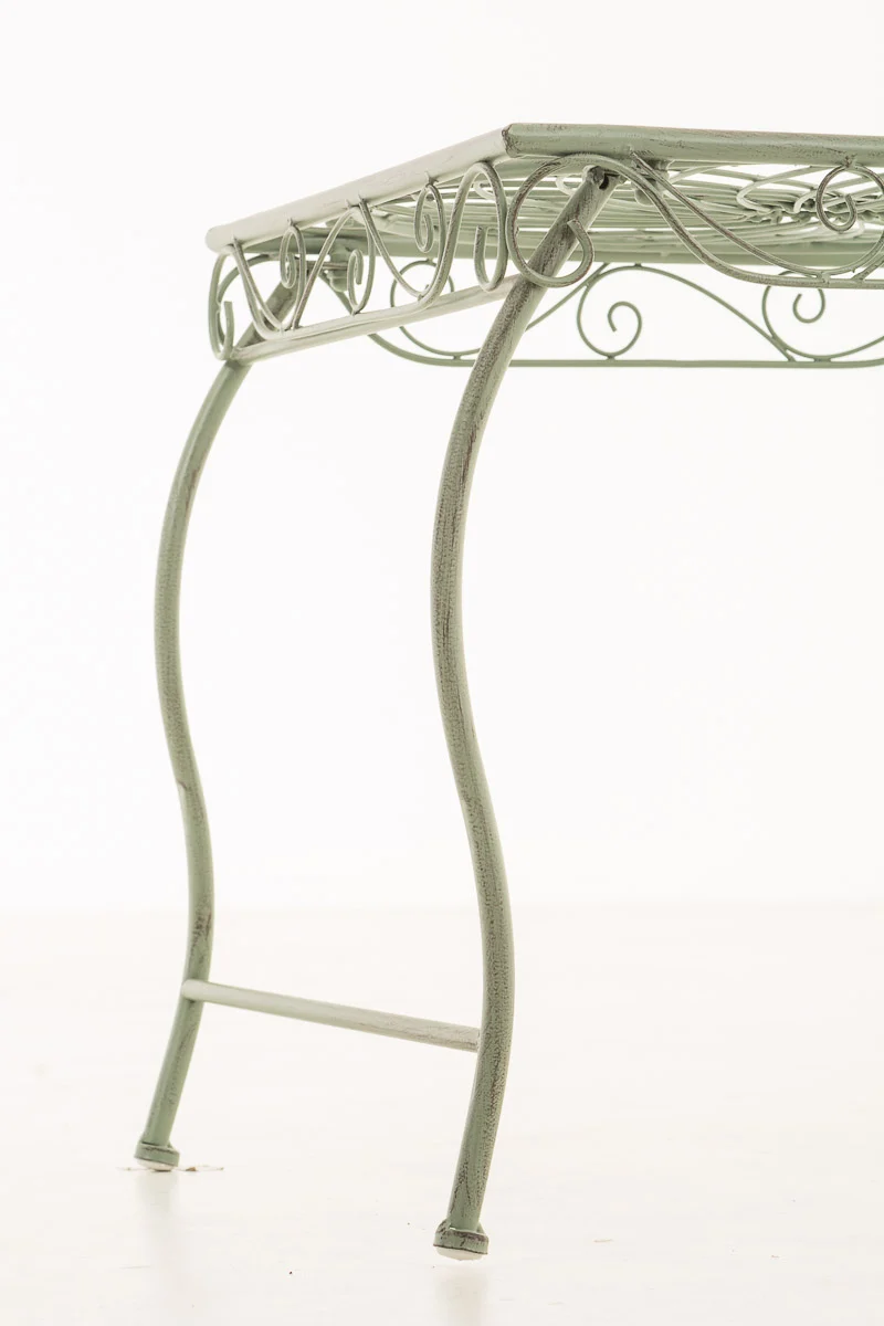 Table de jardin en métal vert antique style romantique table d’appoint décorative pour terrasse balcon et jardin 10_0004013