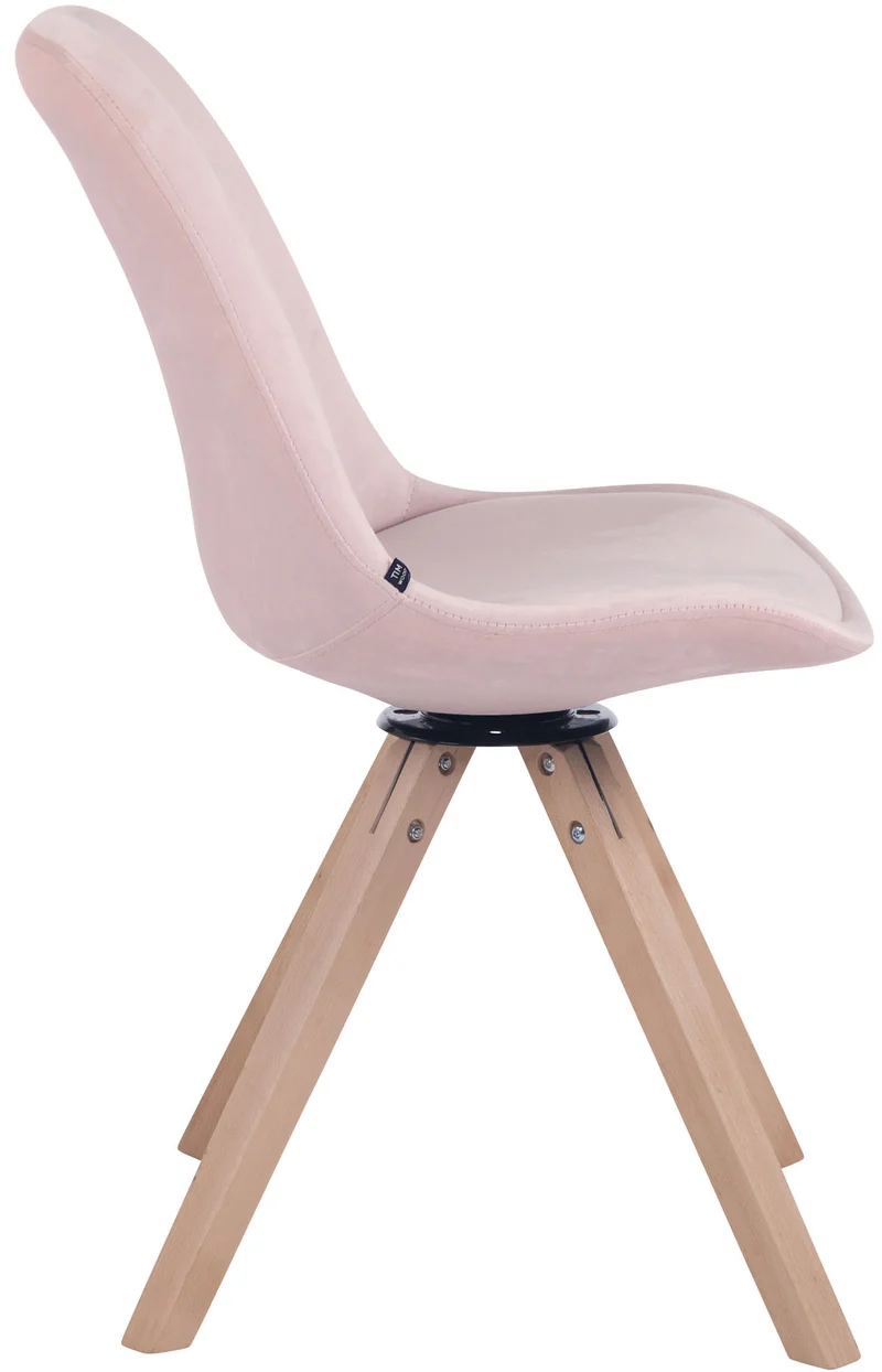 Chaise de salle à manger x1 chaise visiteur assise pivotant à 360° en velours rose piètement en bois carré clair 10_0003506