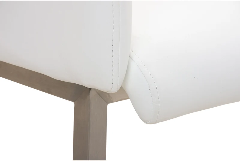 Chaise de salle à manger fauteuil visiteur design moderne en PVC blanc et acier inoxydable 10_0001915