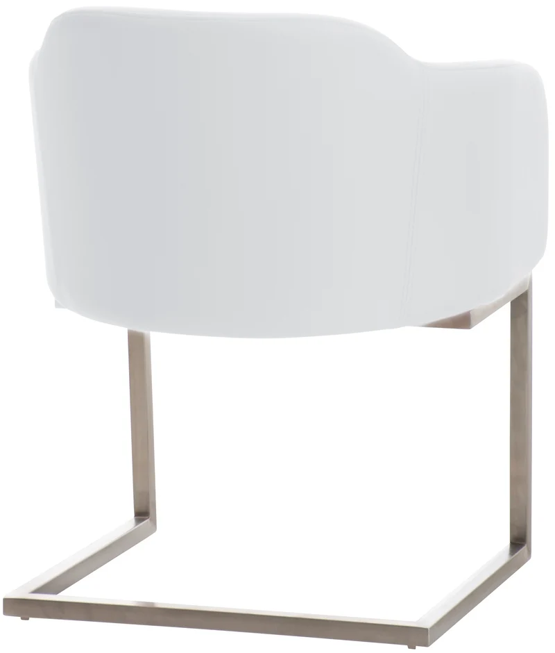 Chaise de salle à manger fauteuil visiteur design moderne en PVC blanc et acier inoxydable 10_0001915