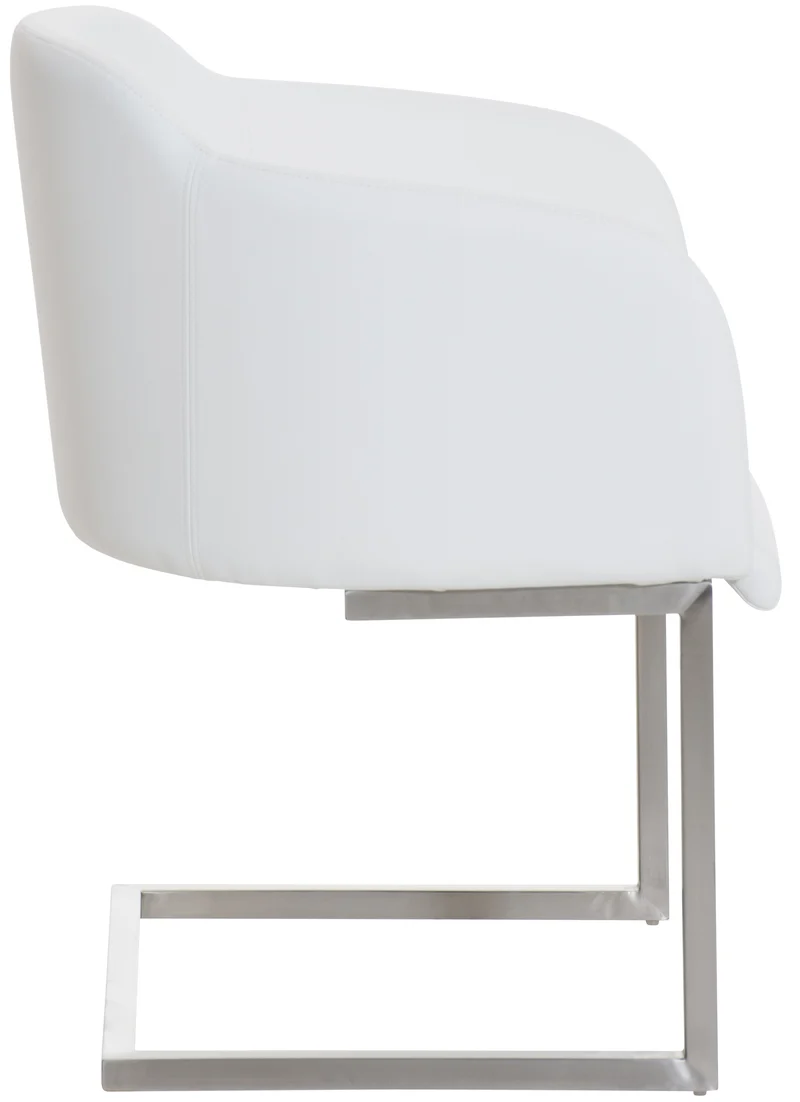 Chaise de salle à manger fauteuil visiteur design moderne en PVC blanc et acier inoxydable 10_0001915