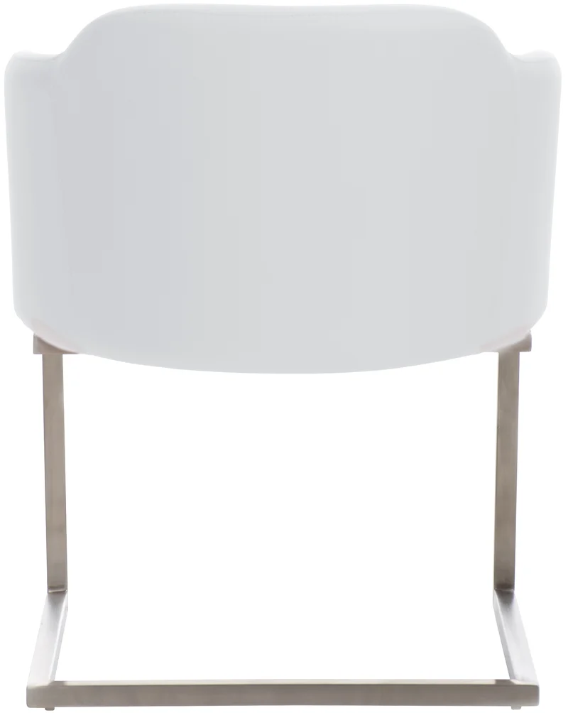 Chaise de salle à manger fauteuil visiteur design moderne en PVC blanc et acier inoxydable 10_0001915