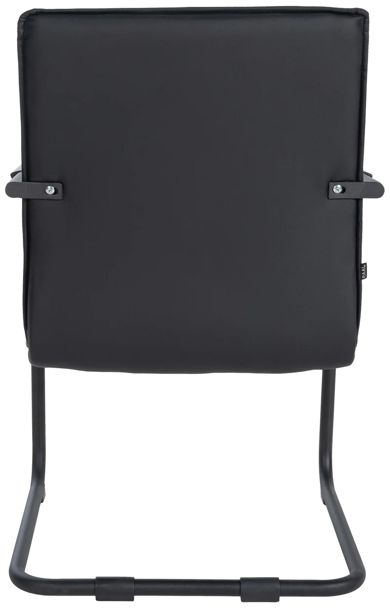 Chaise de bureau fauteuil visiteur avec accoudoirs en PVC noir et métal noir 10_0001922