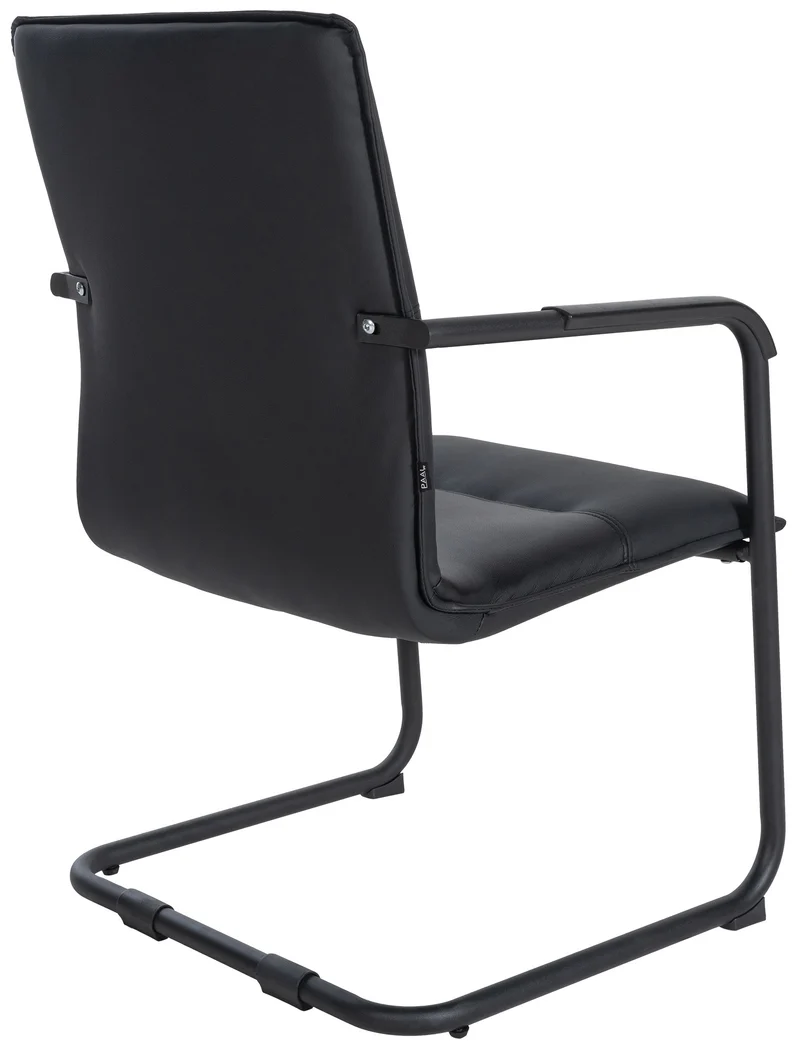 Chaise de bureau fauteuil visiteur avec accoudoirs en PVC noir et métal noir 10_0001922