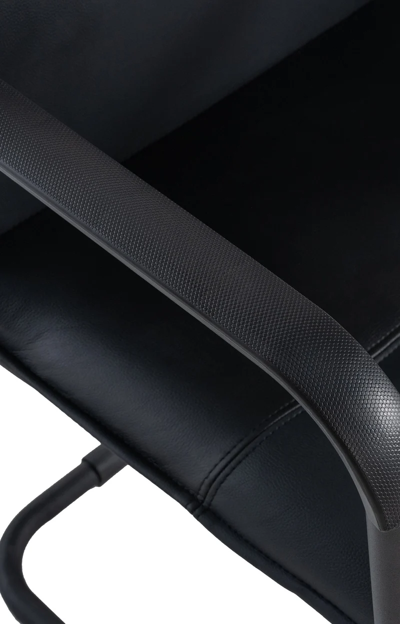 Chaise de bureau fauteuil visiteur avec accoudoirs en PVC noir et métal noir 10_0001922