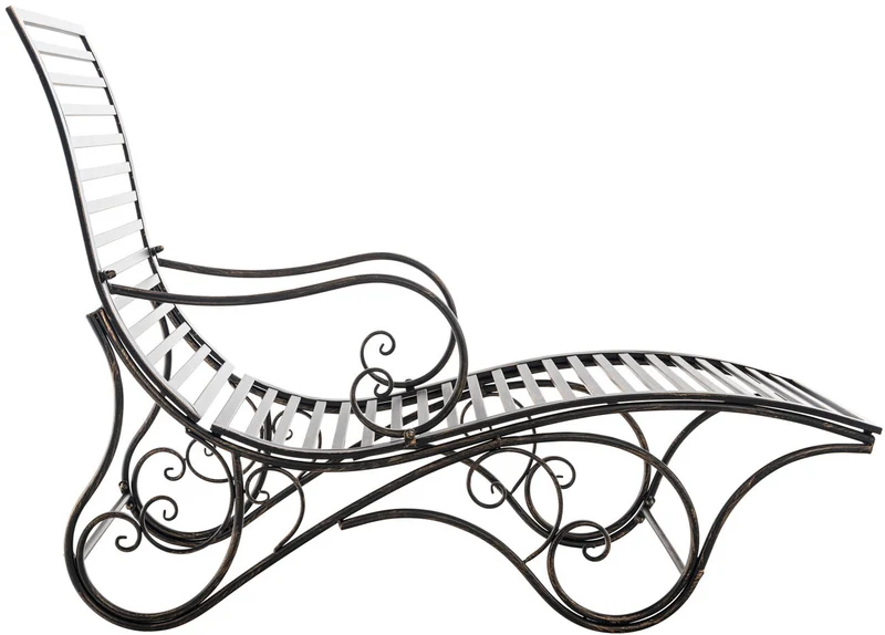 Chaise longue de jardin en fer bronze style antique 140 cm charge 150 kg MDJ10211
