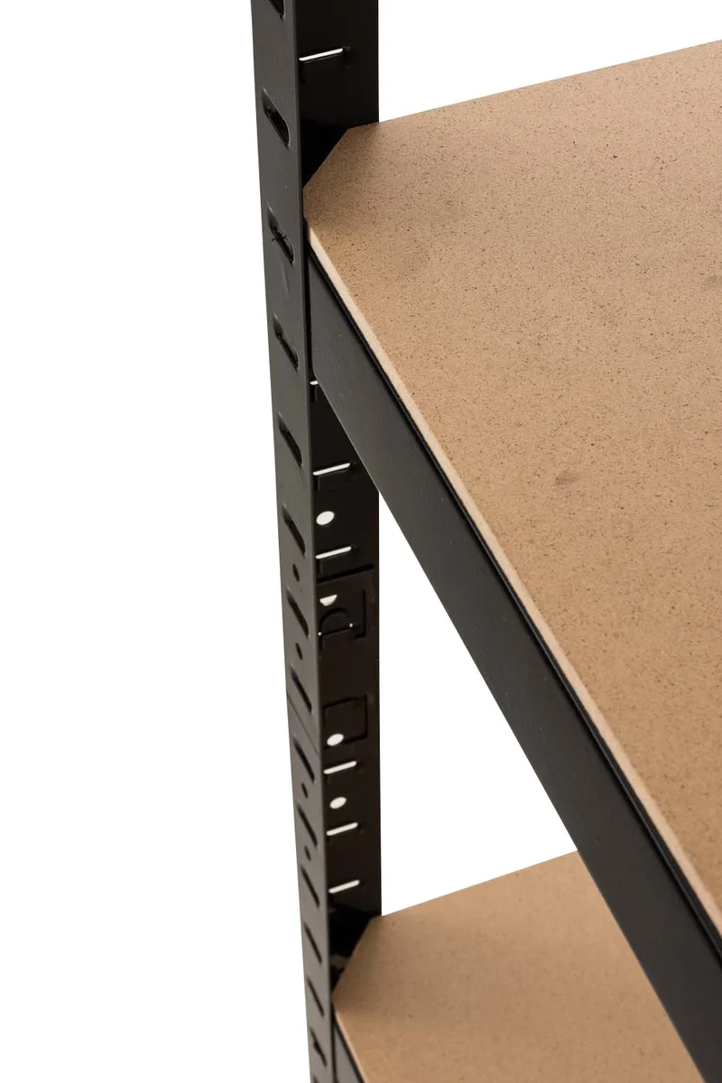 Étagère d’angle de rangement 180 x 70 cm pour charges lourdes avec 5 niveaux en MDF structure métallique noir ETA10083