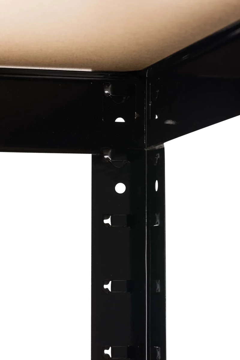 Étagère d’angle de rangement 180 x 70 cm pour charges lourdes avec 5 niveaux en MDF structure métallique noir ETA10083
