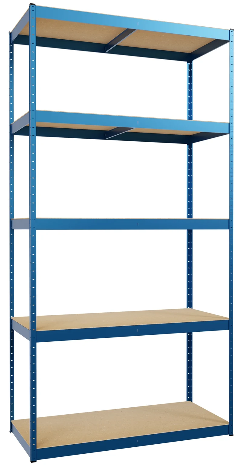 Système d'étagères d'angle en acier et MDF bleu 180 x 160 x 160 cm charge 2625 kg 10_0009066