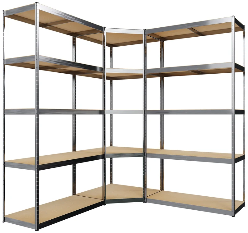 Système d'étagères d'angle en acier et MDF argent 180 x 160 x 160 cm charge 2625 kg 10_0008999