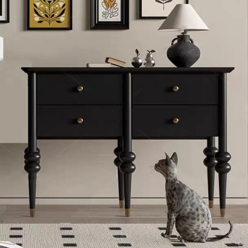 Modern Mid-Century Rectangular Solid Wood & Plywood Storage Cabinet 4/6-Drawer For Living Room