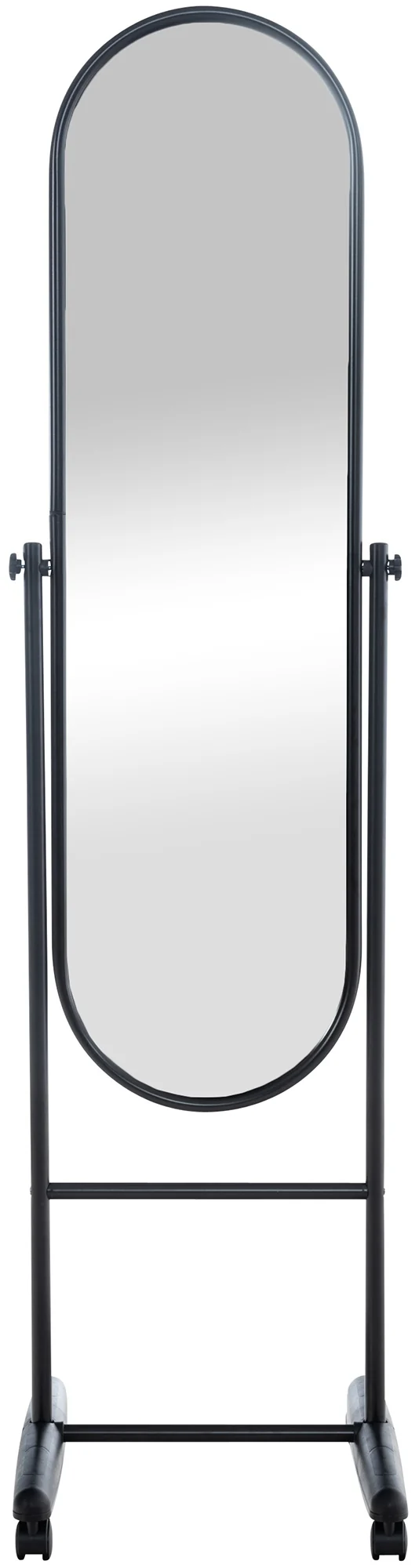 Miroir sur pied ovale en métal noir avec roulettes 155 cm style moderne 10_0003723